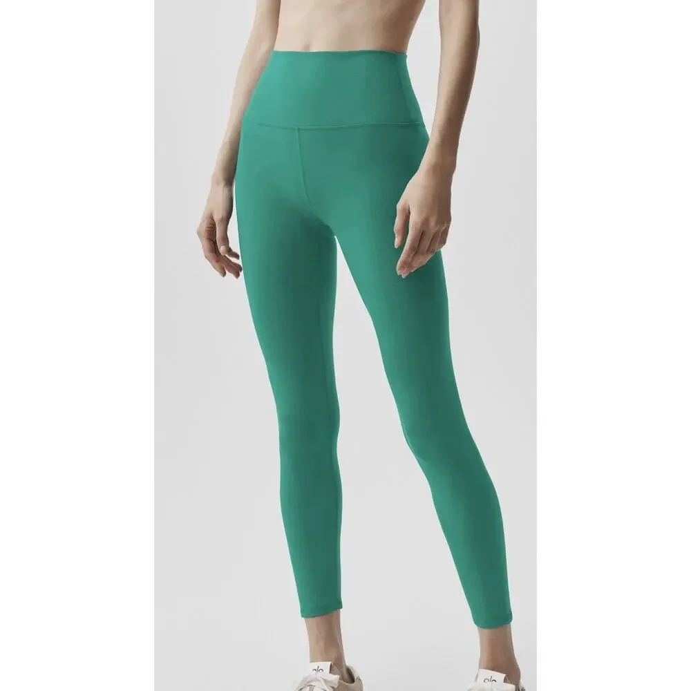 NWT Alo Yoga Airbrush 7/8 High-Waist Ankle Leggings Emerald Isle- Size L